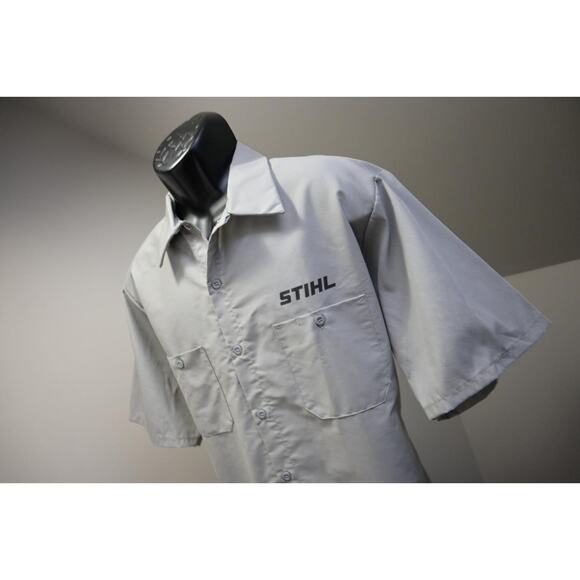 STIHL Button Up Work Shirt Polyester Cotton Red Kap Short Sleeve Mens Sz XL NWT - Picture 3 of 10